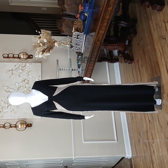 New Xscape Women's V-Neck Embellished Contrast-Inset Gown. Size 6 - Picture 12 of 17